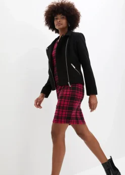 bonprix Kleider|Bekleidung·Pullover & Strickjacken^Jaquardkleid mit dekorativen Nieten granatrot/schwarz kariert