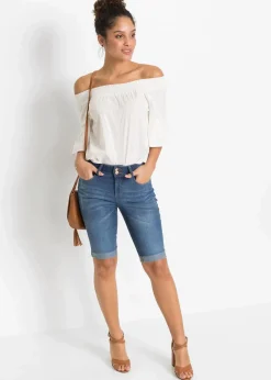 bonprix Bekleidung·Outdoorbekleidung|Bekleidung·Shirts & Tops^Jeans Bermuda Mid Waist blue stone