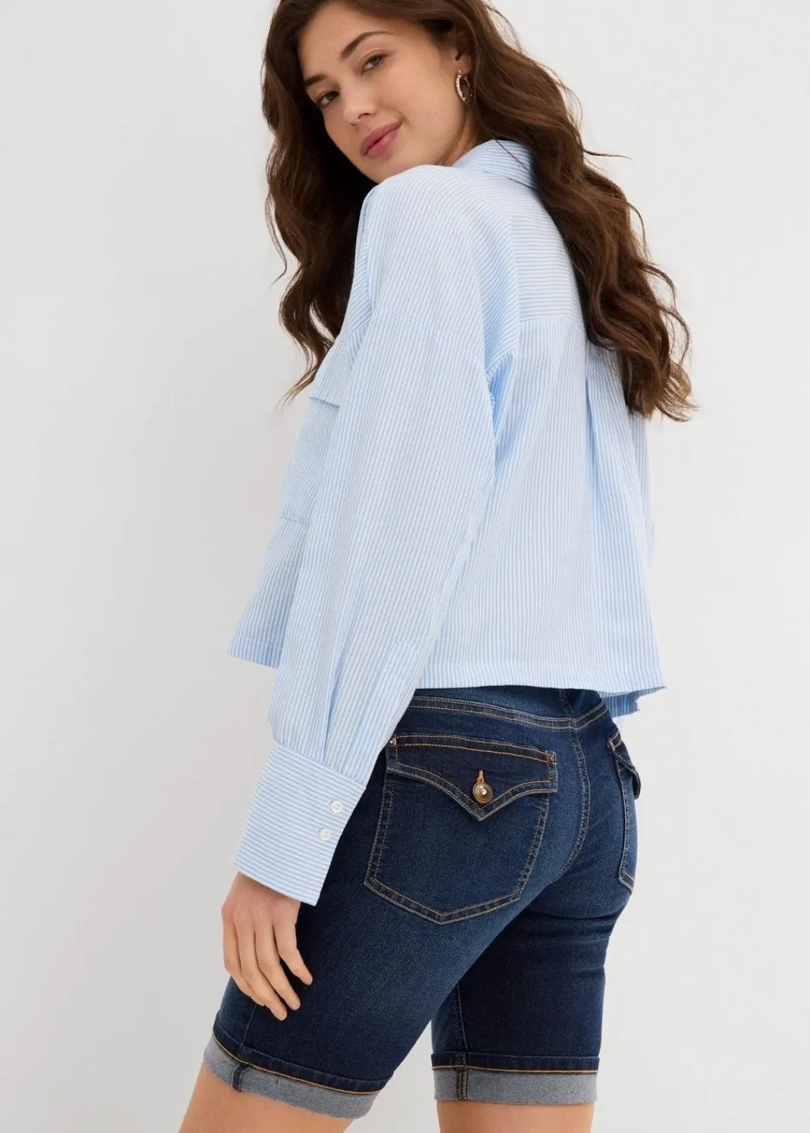 bonprix Bekleidung·Outdoorbekleidung|Bekleidung·Shirts & Tops^Jeans Bermuda Mid Waist dark denim