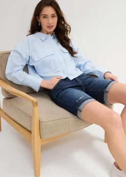 bonprix Bekleidung·Outdoorbekleidung|Bekleidung·Shirts & Tops^Jeans Bermuda Mid Waist dark denim