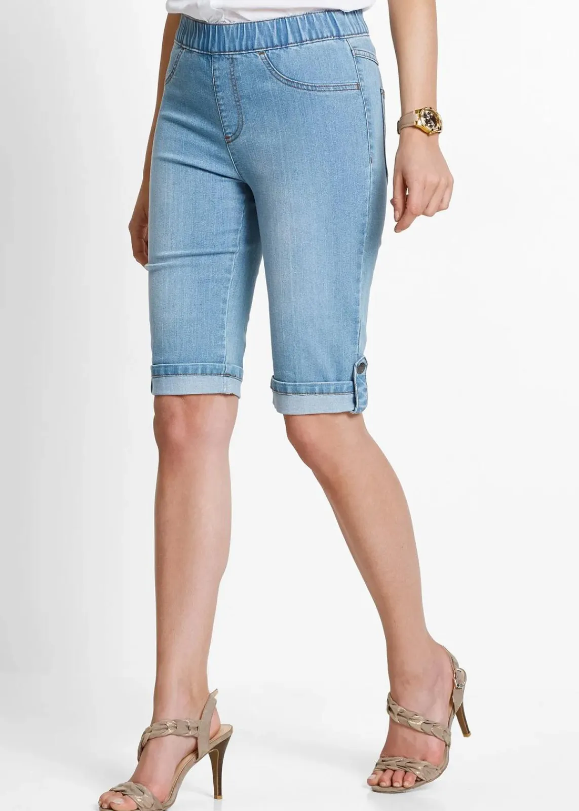 bonprix Bekleidung·Outdoorbekleidung|Bekleidung·Shirts & Tops^Jeans Bermuda Mid Waist, Bequembund blue bleached