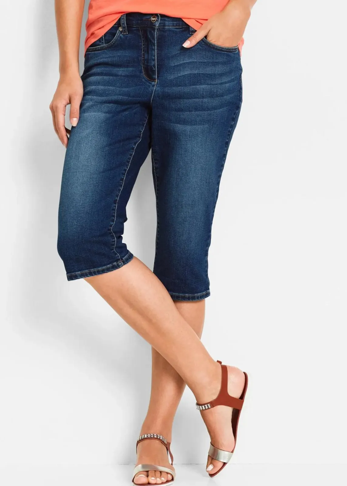 bonprix Bekleidung·Outdoorbekleidung|Bekleidung·Shirts & Tops^Jeans Bermuda Mid Waist, Bequembund nachtblau denim