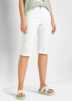 bonprix Jeans|Shorts^Jeans Bermuda Mid Waist mit gekrempeltem Saum weiß