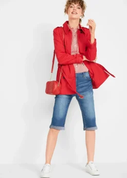 bonprix Bekleidung·Outdoorbekleidung|Bekleidung·Shirts & Tops^Jeans Bermuda Mid Waist mit gekrempeltem Saum blau denim
