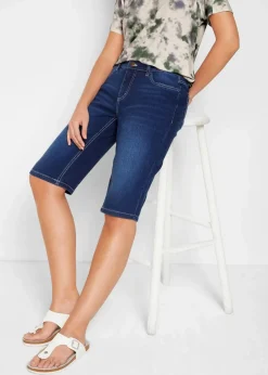 bonprix Jeans|Bekleidung·Shirts & Tops^Jeans Bermuda Mid Waist, Stretch blau denim used