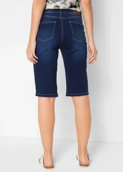 bonprix Jeans|Bekleidung·Shirts & Tops^Jeans Bermuda Mid Waist, Stretch blau denim used