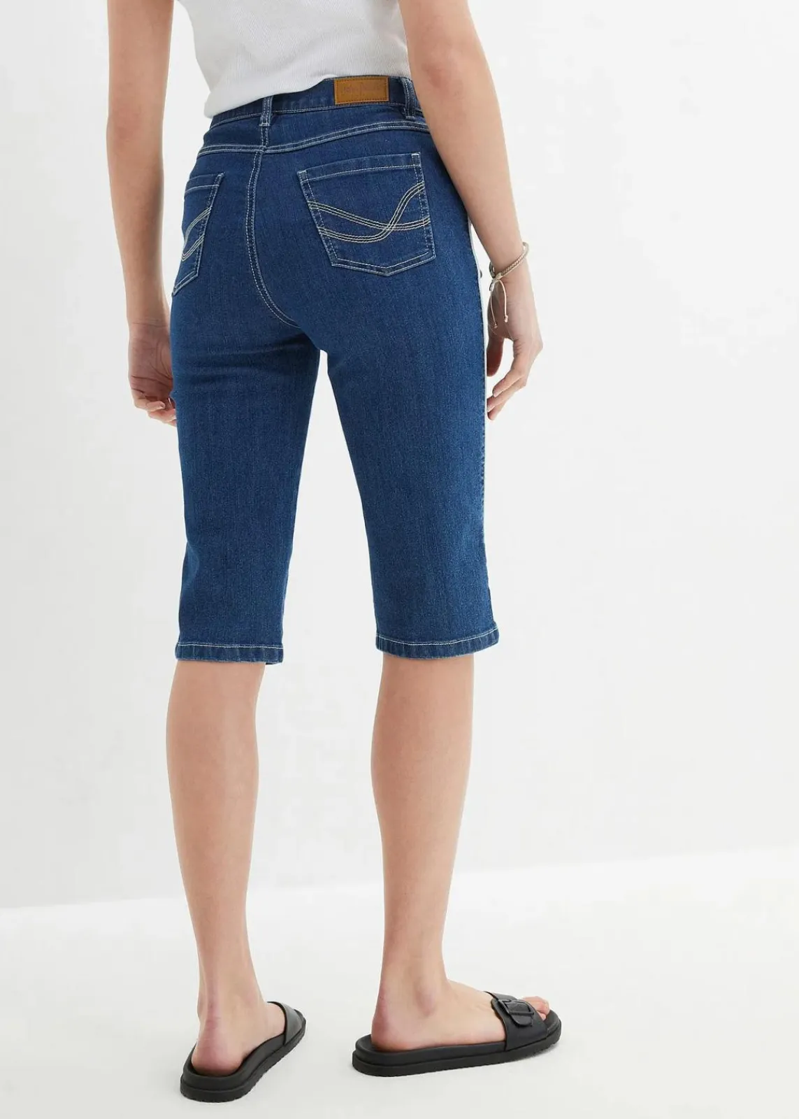 bonprix Jeans|Shorts^Jeans Bermuda Slim Fit High Waist blau denim used