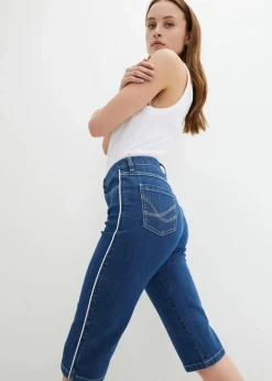 bonprix Jeans|Shorts^Jeans Bermuda Slim Fit High Waist blau denim used