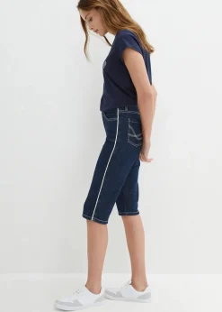 bonprix Bekleidung·Outdoorbekleidung|Bekleidung·Shirts & Tops^Jeans Bermuda Slim Fit High Waist dunkelblau denim used