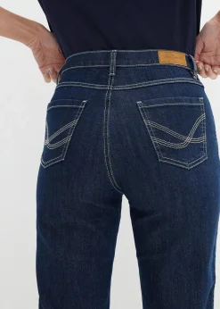 bonprix Bekleidung·Outdoorbekleidung|Bekleidung·Shirts & Tops^Jeans Bermuda Slim Fit High Waist dunkelblau denim used