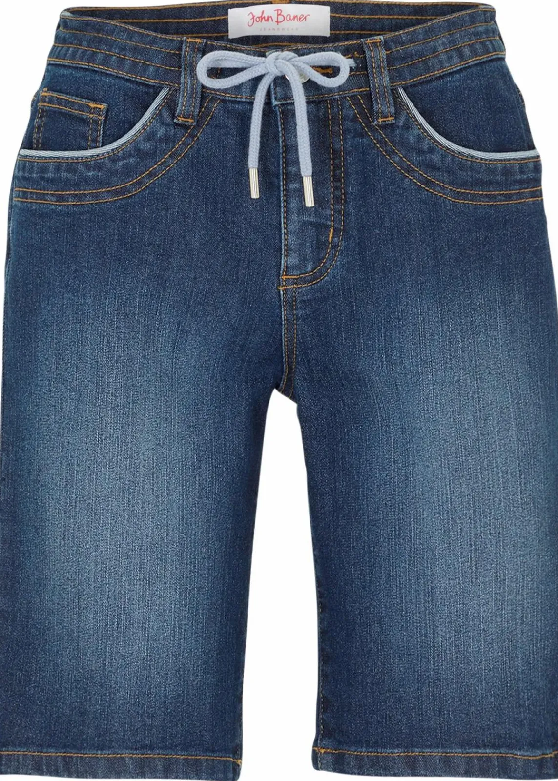 bonprix Jeans|Shorts^Jeans Bermuda Slim Fit Mid Waist dunkelblau denim used
