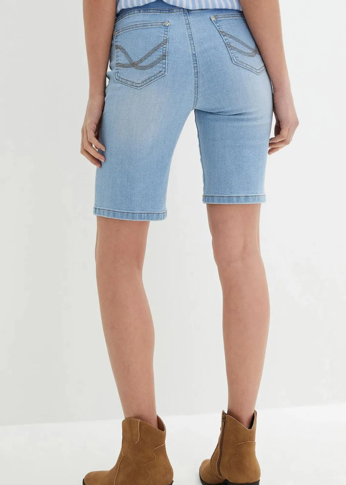 bonprix Jeans|Shorts^Jeans Bermuda Slim Fit Mid Waist eisblau denim used