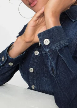 bonprix Kleider^Jeans Kleid mit Gürtel tiefblau denim ungewaschen