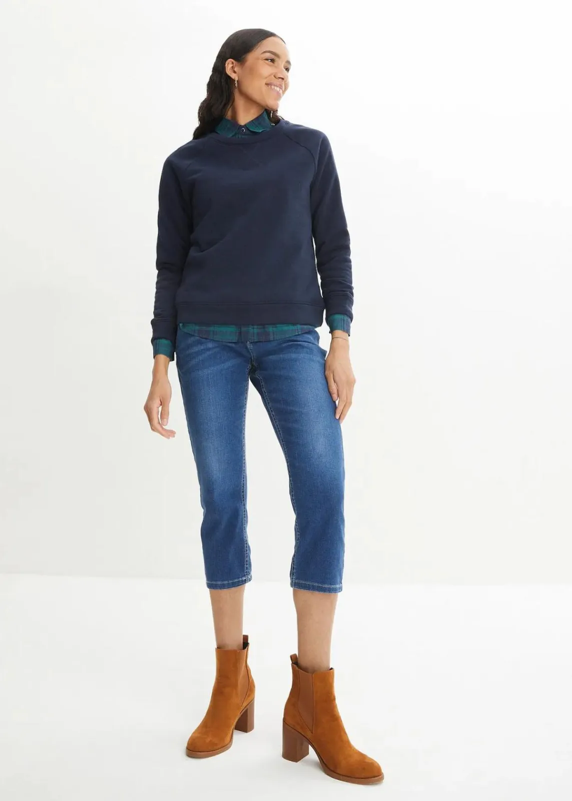 bonprix Bekleidung·Shirts & Tops|Jeans^7/8-Jeans, Komfort-Stretch blau used