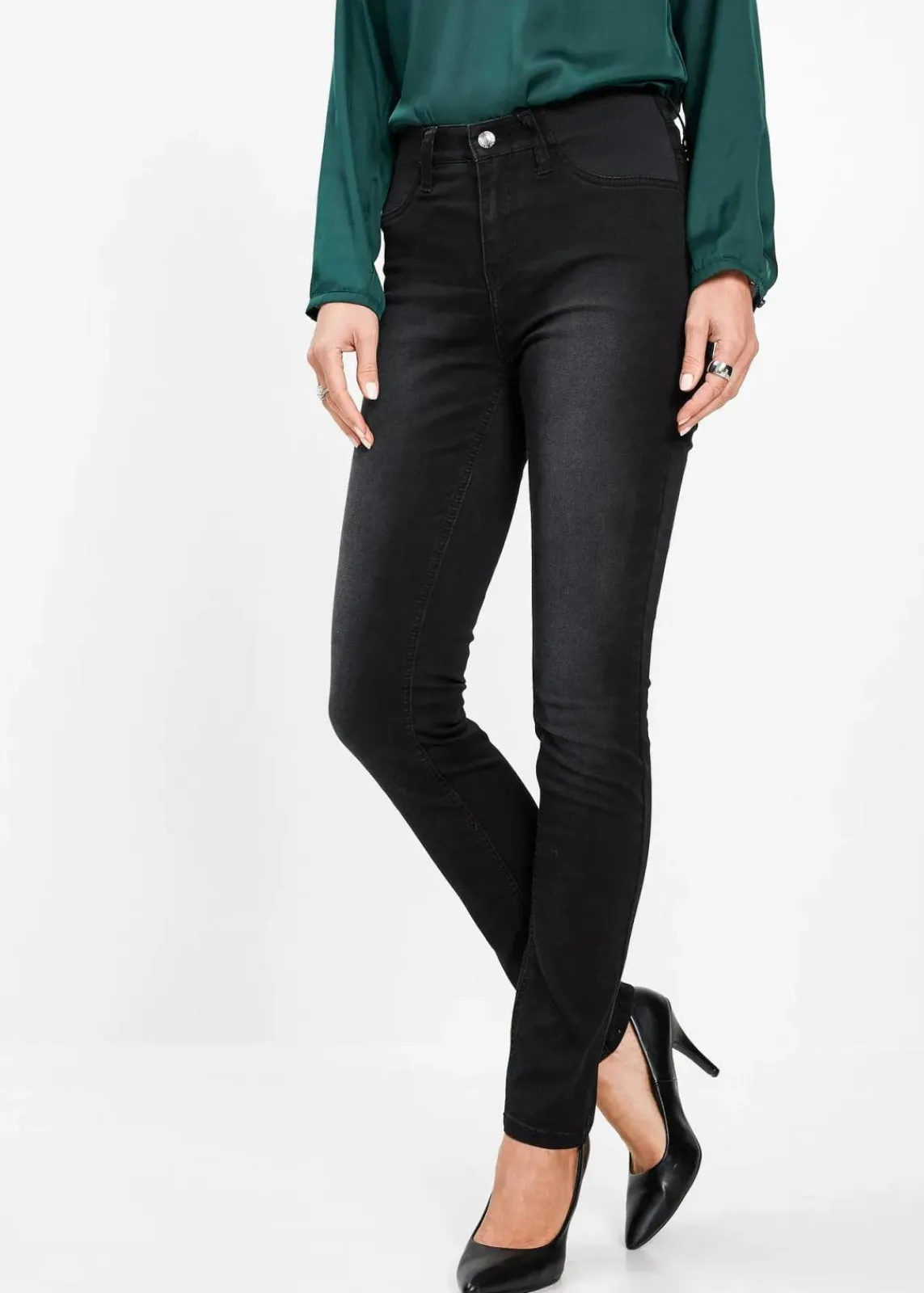 bonprix Kurzgrößen|Bekleidung·Shirts & Tops^Jeans mit Bequembund black stone