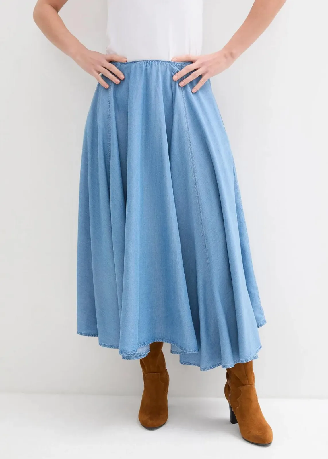 bonprix Röcke^Jeans Rock, High Waist, Bequembund hellblau denim