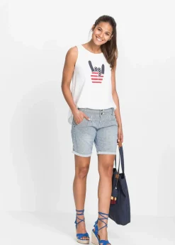 bonprix Shorts|Jeans^Jeans-Bermuda Low Waist blau gestreift
