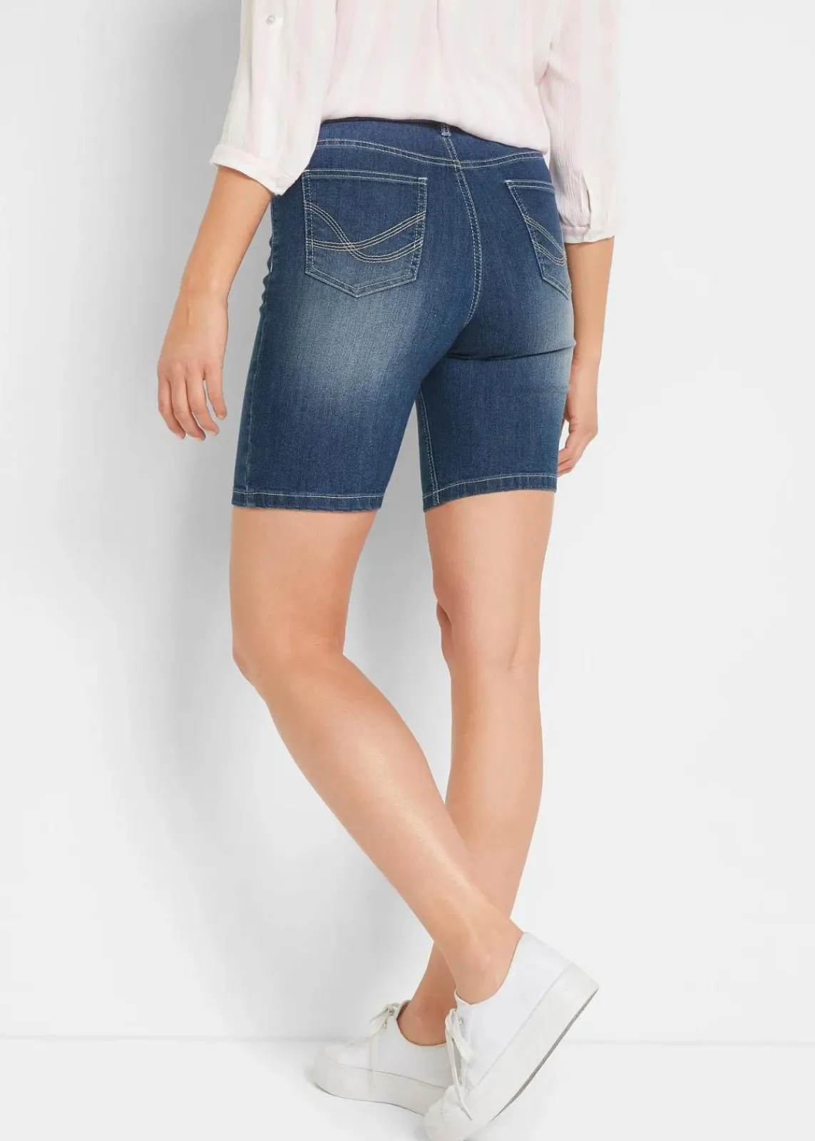 bonprix Bekleidung·Outdoorbekleidung|Bekleidung·Shirts & Tops^Jeans-Bermuda Mid Waist blau denim used