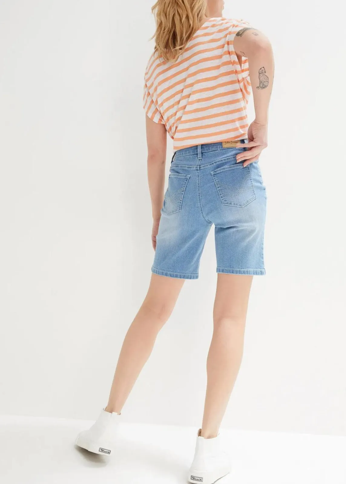 bonprix Jeans|Shorts^Jeans-Bermuda Mid Waist hellblau denim used