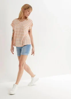bonprix Jeans|Shorts^Jeans-Bermuda Mid Waist hellblau denim used