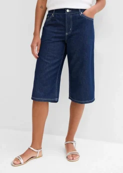 bonprix Jeans|Shorts^Jeans-Bermuda Mid Waist, Low Stretch tiefblau denim ungewaschen