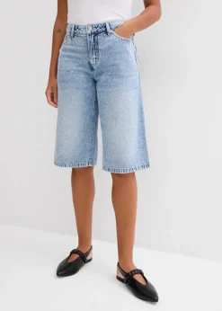 bonprix Jeans|Shorts^Jeans-Bermuda Mid Waist, Low Stretch eisblau denim used
