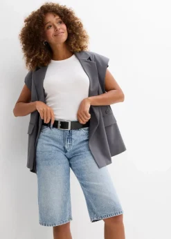 bonprix Jeans|Shorts^Jeans-Bermuda Mid Waist, Low Stretch eisblau denim used