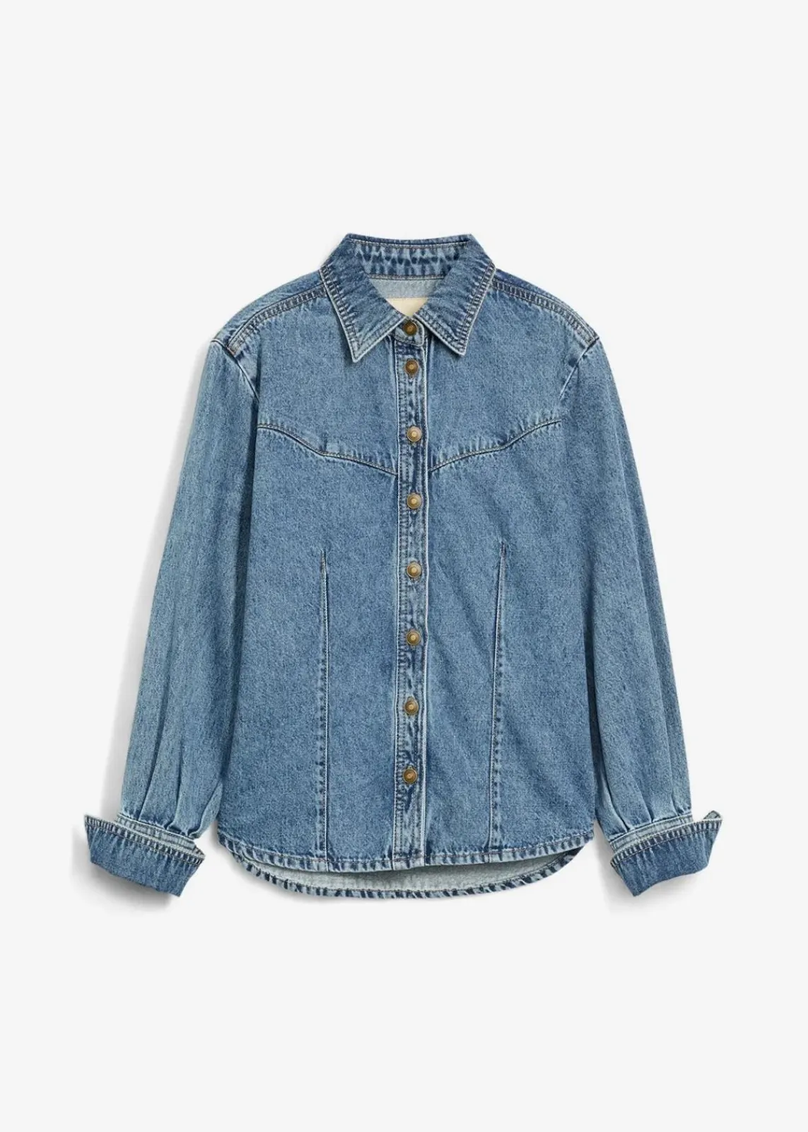 bonprix Bekleidung·Jacken & Mäntel|Blusen & Tuniken^Jeansbluse aus reiner Baumwolle blau denim used