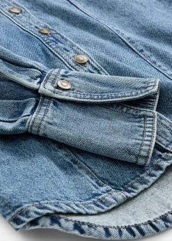 bonprix Bekleidung·Jacken & Mäntel|Blusen & Tuniken^Jeansbluse aus reiner Baumwolle blau denim used