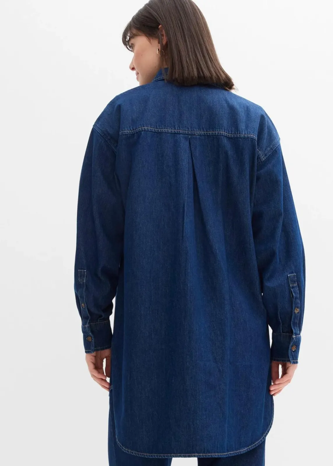 bonprix Bekleidung·Jacken & Mäntel|Blusen & Tuniken^Jeansbluse aus schwerem Denim, reine Baumwolle, Oversized tiefblau denim ungewaschen
