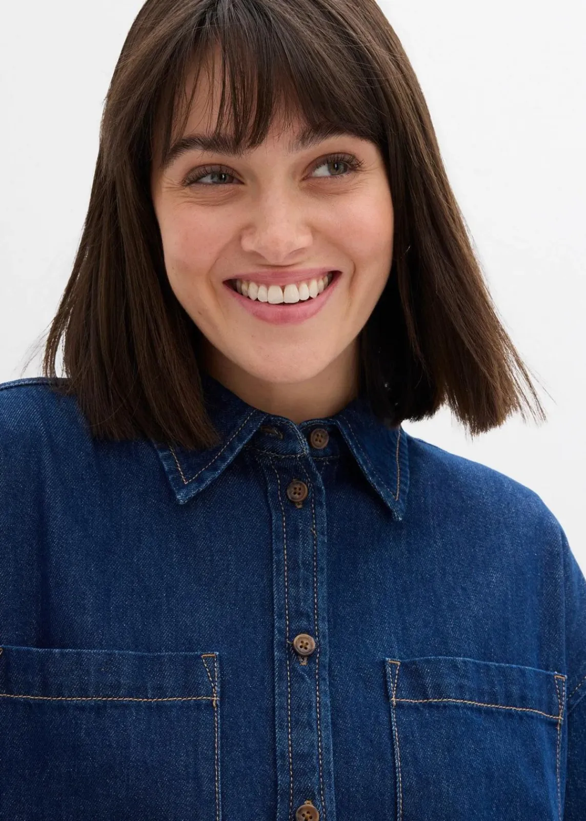 bonprix Bekleidung·Jacken & Mäntel|Blusen & Tuniken^Jeansbluse aus schwerem Denim, reine Baumwolle, Oversized tiefblau denim ungewaschen