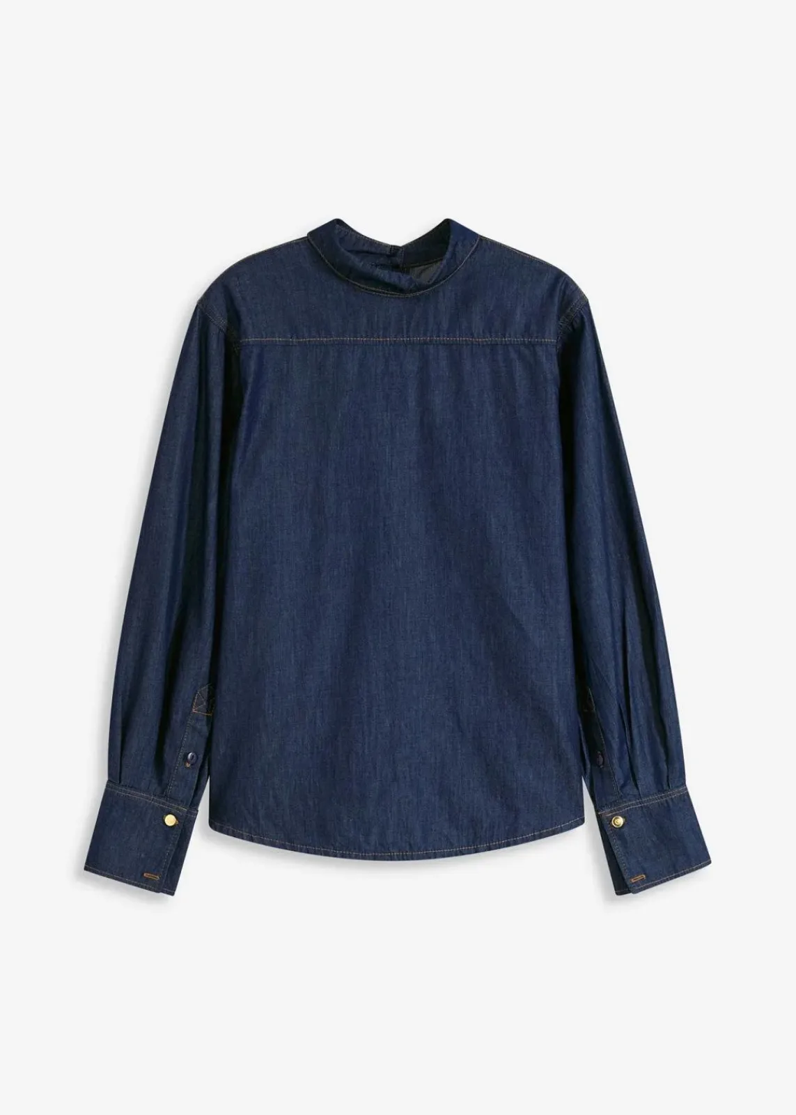 bonprix Bekleidung·Jacken & Mäntel|Blusen & Tuniken^Jeansbluse mit hohen Manschetten tiefblau denim ungewaschen