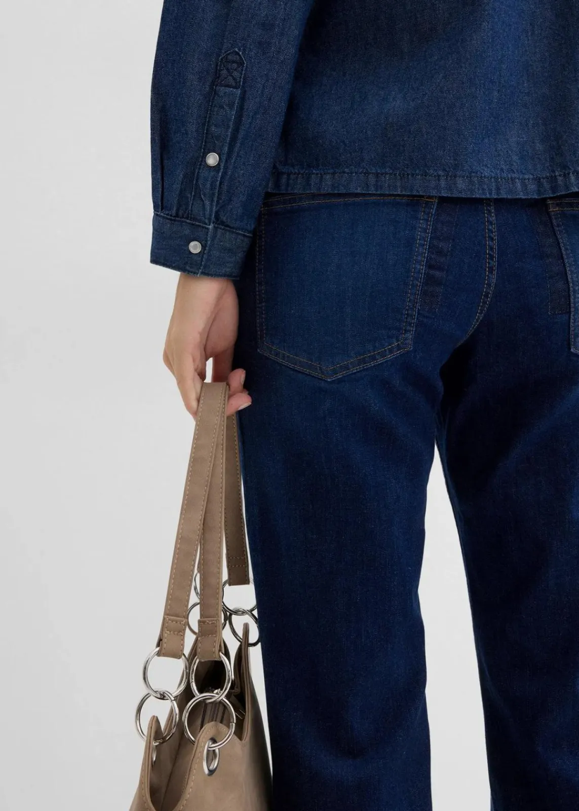 bonprix Bekleidung·Jacken & Mäntel|Blusen & Tuniken^Jeansbluse mit Volants, aus reiner Baumwolle dunkelblau denim