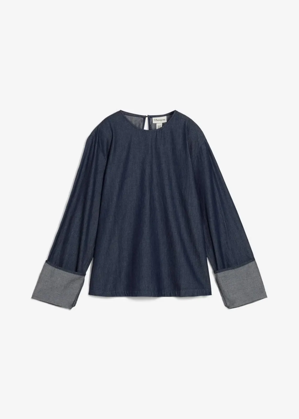 bonprix Bekleidung·Jacken & Mäntel|Blusen & Tuniken^Jeansbluse mit weitem Arm tiefblau denim ungewaschen