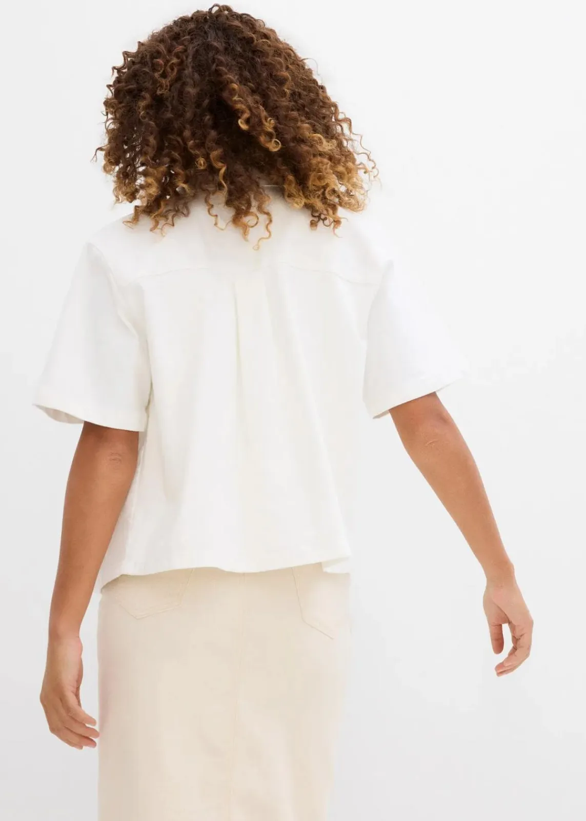 bonprix Bekleidung·Jacken & Mäntel|Blusen & Tuniken^Jeansbluse, oversized weiß denim