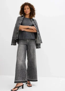 bonprix Blusen & Tuniken|Shirts & Tops^Jeans-Blusentop aus Bio-Baumwolle schwarz denim