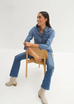 bonprix Bekleidung·Jacken & Mäntel|Blusen & Tuniken^Jeanshemd hellblau