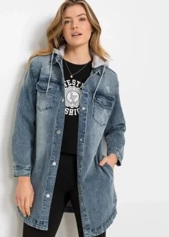 bonprix Jacken & Mäntel^Jeansjacke mit Kapuze blau denim