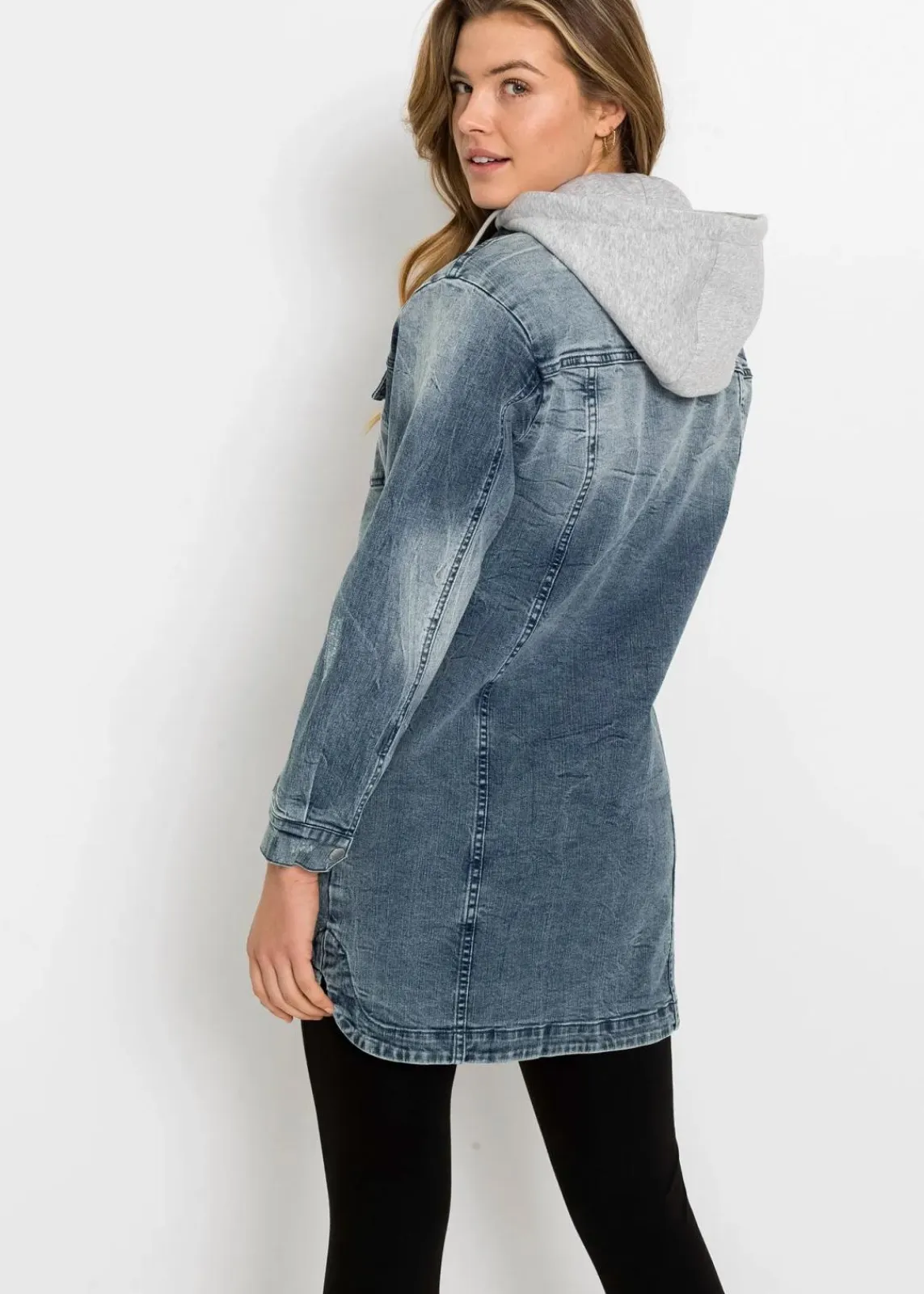 bonprix Jacken & Mäntel^Jeansjacke mit Kapuze blau denim