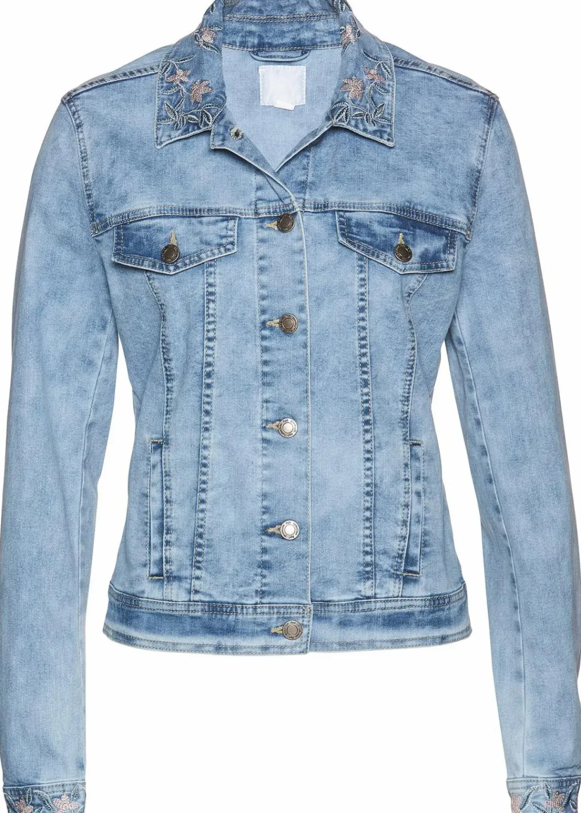 bonprix Jacken & Mäntel|Bekleidung·Hosen^Jeansjacke mit Stickerei blue bleached
