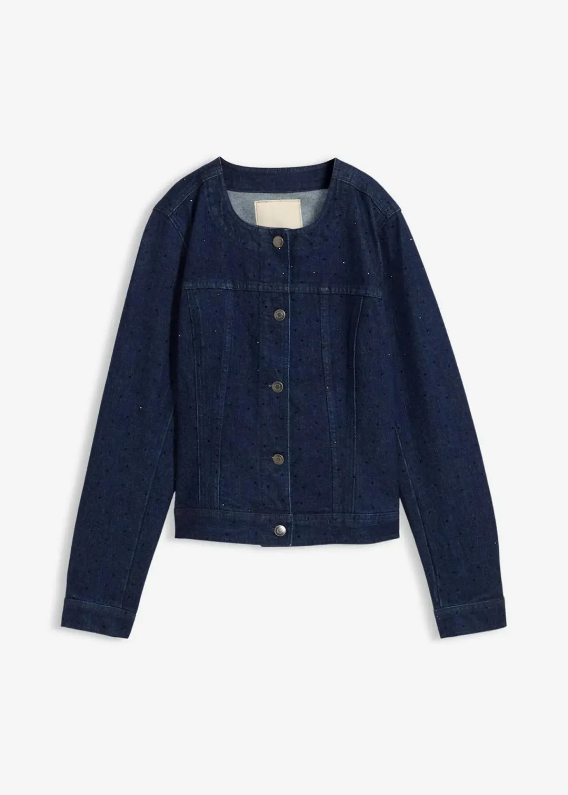 bonprix Jacken & Mäntel|Bekleidung·Hosen^Jeansjacke mit Strass tiefblau denim ungewaschen