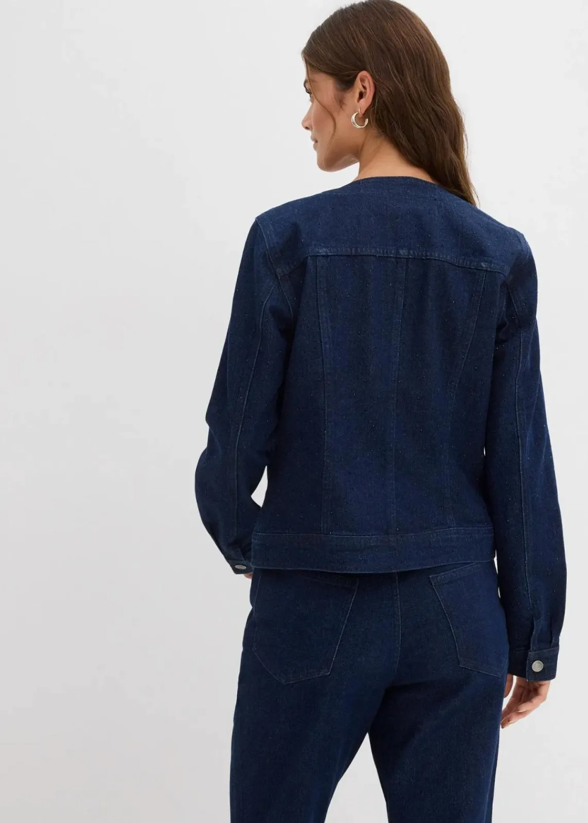 bonprix Jacken & Mäntel|Bekleidung·Hosen^Jeansjacke mit Strass tiefblau denim ungewaschen