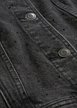 bonprix Bekleidung·Hosen|Jacken & Mäntel^Jeansjacke mit Strass dunkelgrau denim