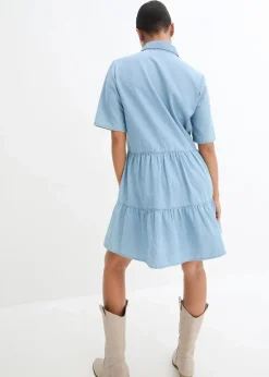 bonprix Kleider|Bekleidung·Pullover & Strickjacken^Jeanskleid eisblau denim used