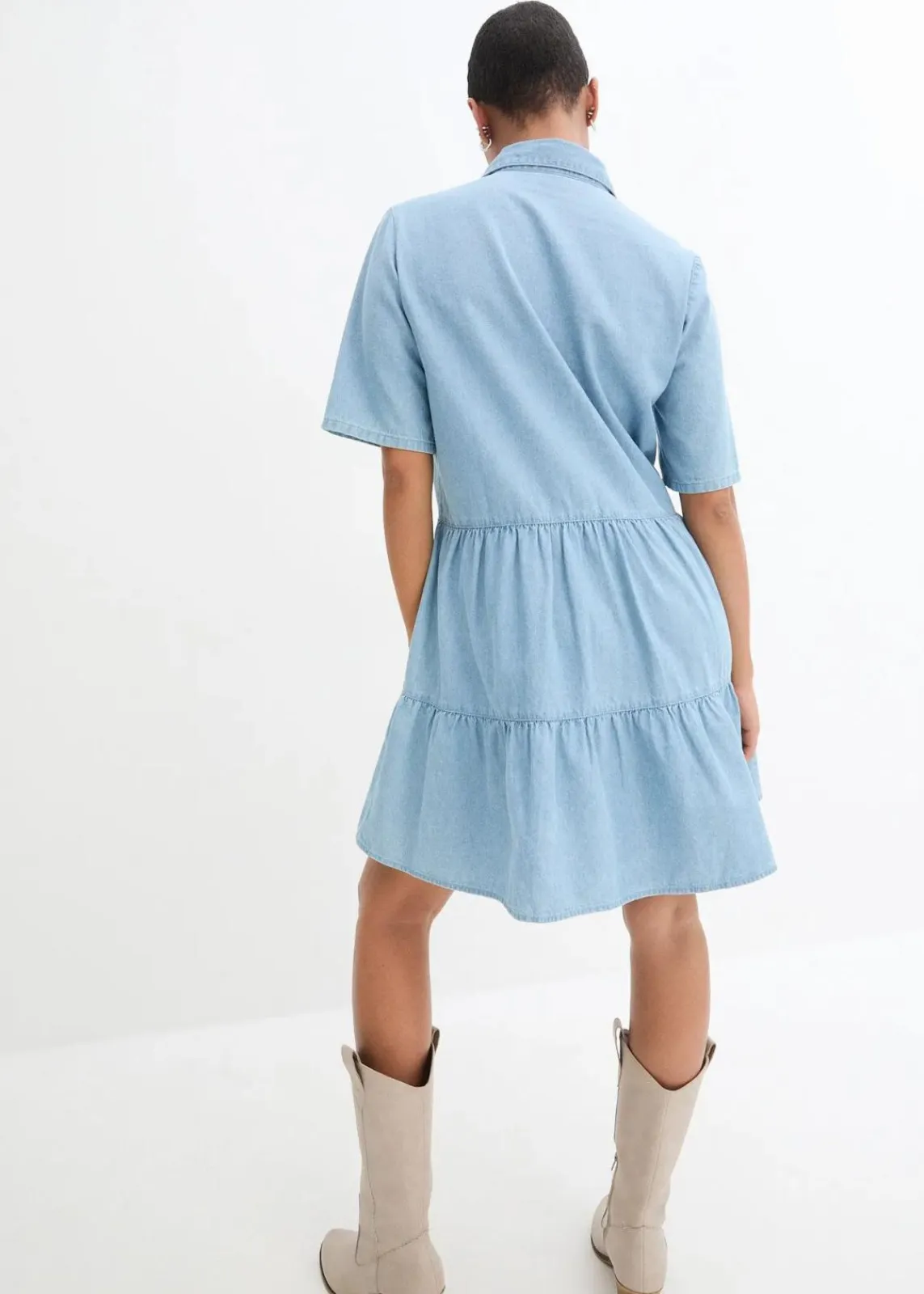 bonprix Kleider|Bekleidung·Pullover & Strickjacken^Jeanskleid eisblau denim used