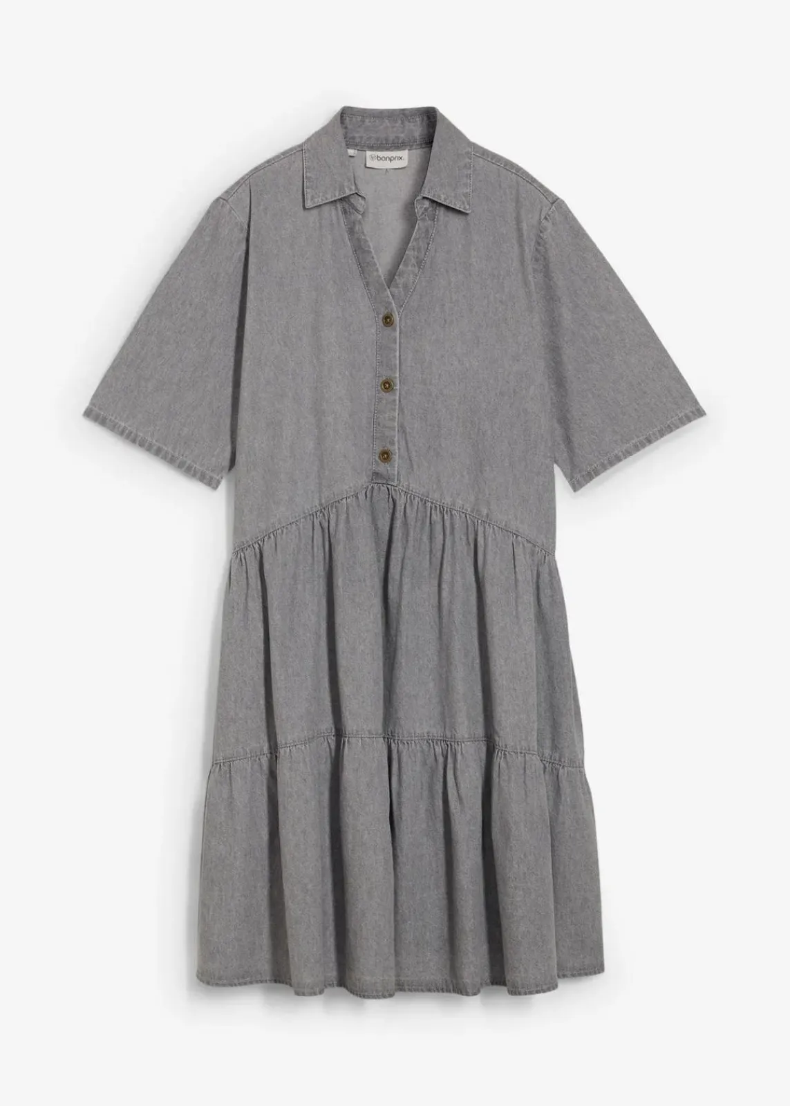 bonprix Bekleidung·Pullover & Strickjacken|Kleider^Jeanskleid hellgrau denim used
