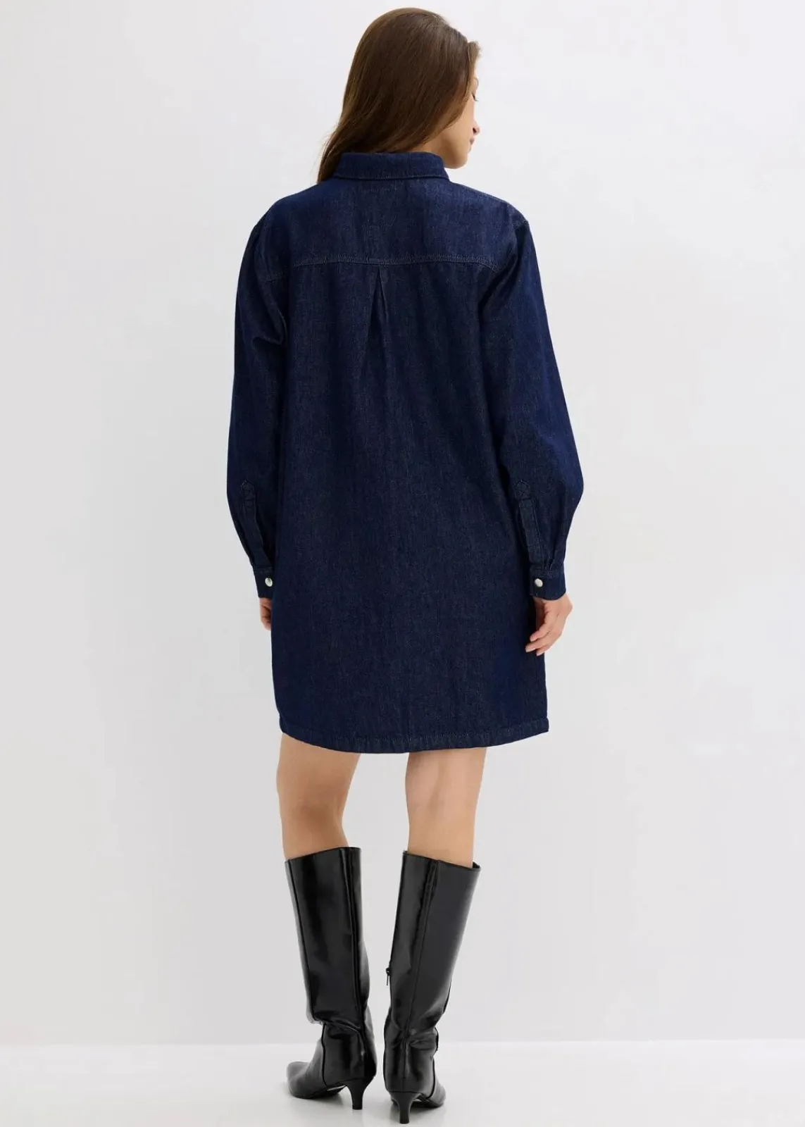 bonprix Bekleidung·Pullover & Strickjacken|Kleider^Jeanskleid tiefblau denim ungewaschen