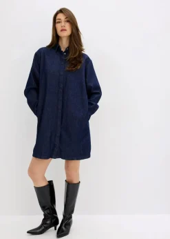 bonprix Bekleidung·Pullover & Strickjacken|Kleider^Jeanskleid tiefblau denim ungewaschen