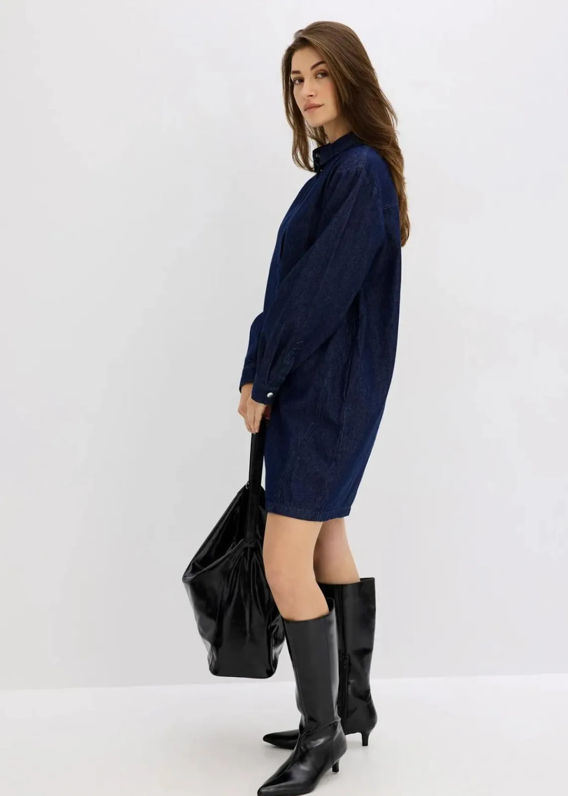 bonprix Bekleidung·Pullover & Strickjacken|Kleider^Jeanskleid tiefblau denim ungewaschen