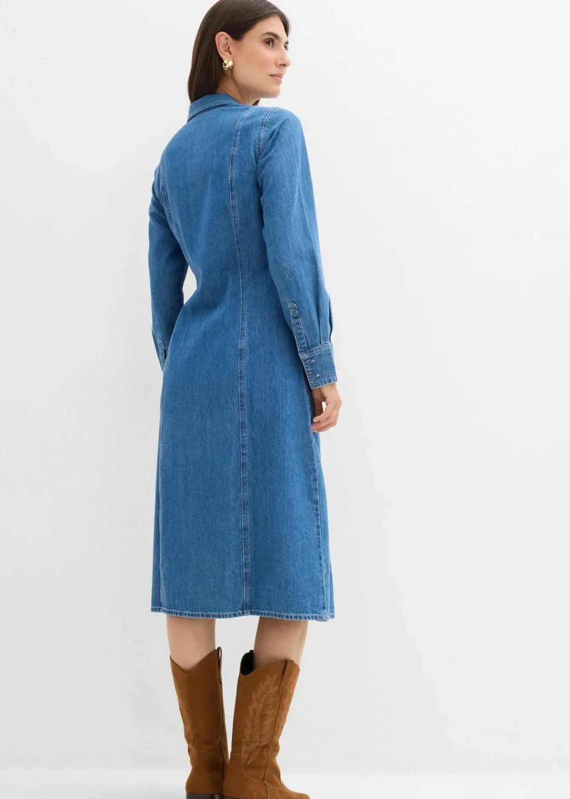 bonprix Kleider|Bekleidung·Pullover & Strickjacken^Jeanskleid blau denim